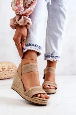 Big Star Shoes Sandały Big Star|Sandały Na Koturnie*Damskie Sandały Na Koturnie Big Star JJ274978 Beżowe