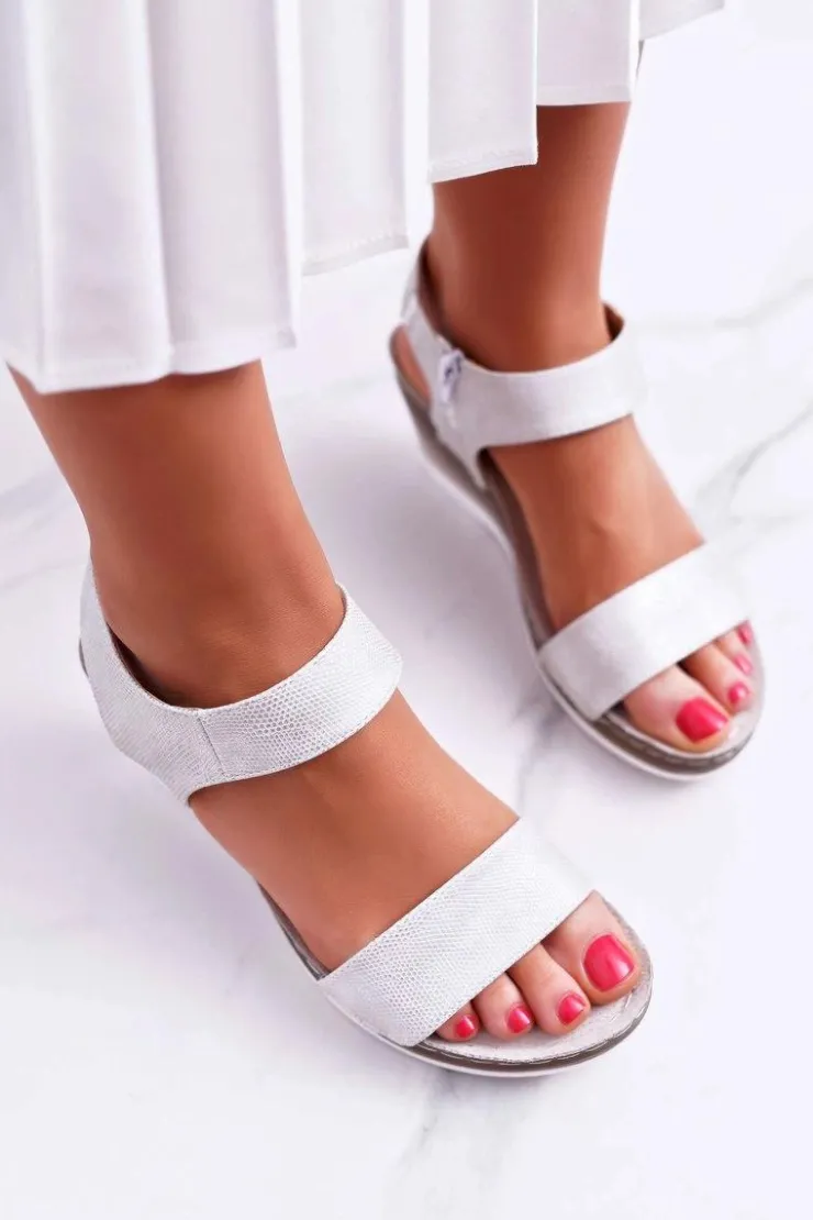 Sale Buty damskie Vinceza Damskie Sandały na Koturnie Srebrne Gerdro