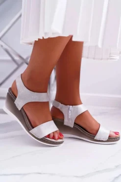 Sale Buty damskie Vinceza Damskie Sandały na Koturnie Srebrne Gerdro