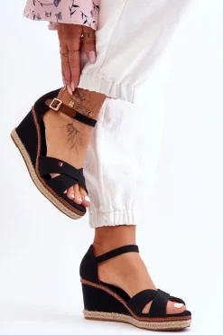 Boto Sandały Na Obcasie|Sandały Na Koturnie*Damskie Sandały Na Koturnie Czarne Janet