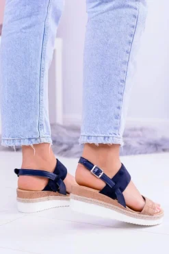 Discount Boto Damskie Sandały Na Koturnie Lniane Felucci