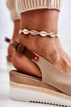 Big Star Shoes Sandały Big Star|Sandały Na Koturnie*Damskie Sandały Na Koturnie Big Star JJ276049 Beżowe