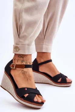 Boto Sandały Na Koturnie*Damskie Sandały Na Koturnie Czarne Veenus