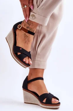 Boto Sandały Na Koturnie*Damskie Sandały Na Koturnie Czarne Veenus