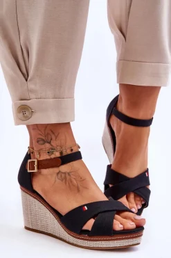 Boto Sandały Na Koturnie*Damskie Sandały Na Koturnie Czarne Veenus