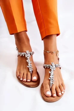 Damskie buty S.Barski Damskie Sandały Na Lato Srebrne Margery