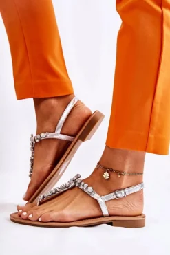 Damskie buty S.Barski Damskie Sandały Na Lato Srebrne Margery