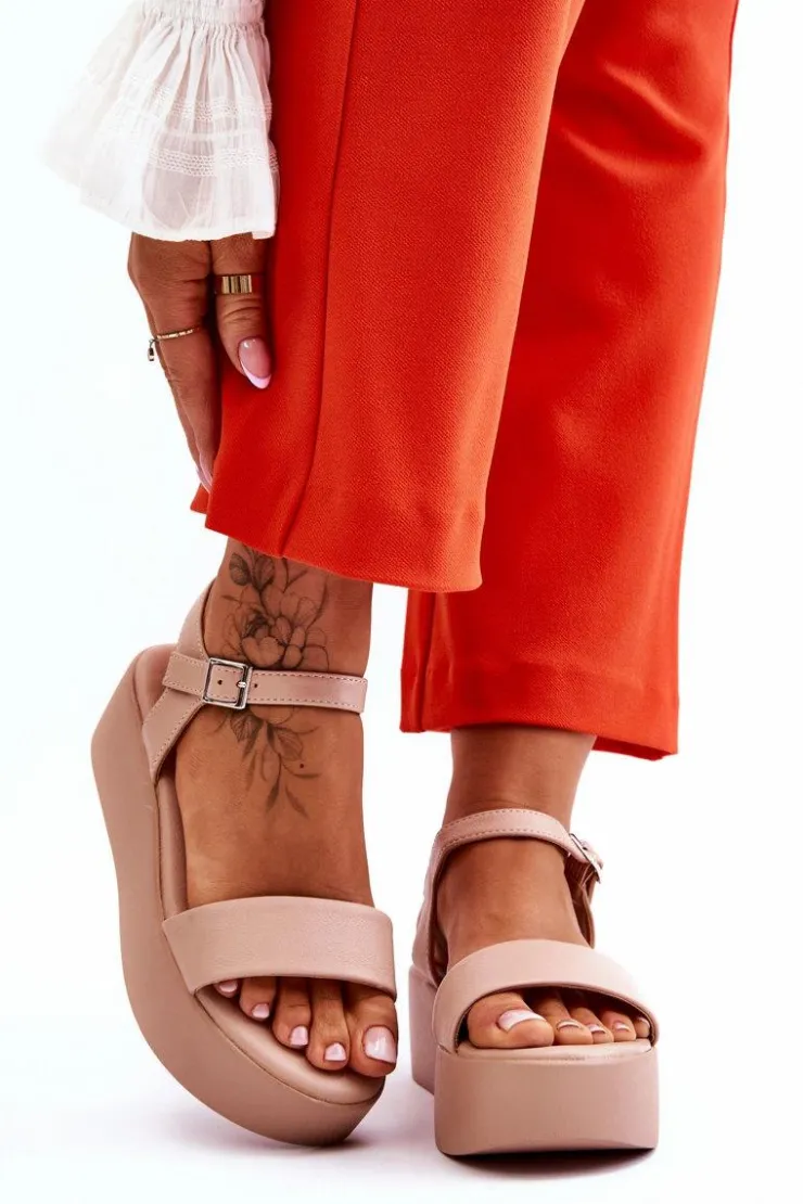 Buty damskie Vinceza Sandały Płaskie*Damskie Sandały Na Masywnej Platformie Nude Casen