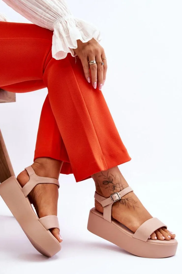 Buty damskie Vinceza Sandały Płaskie*Damskie Sandały Na Masywnej Platformie Nude Casen