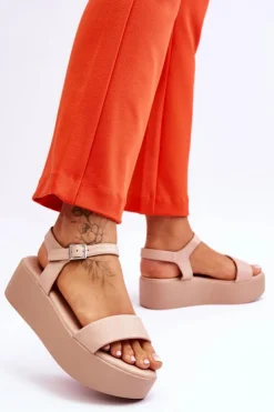 Buty damskie Vinceza Sandały Płaskie*Damskie Sandały Na Masywnej Platformie Nude Casen