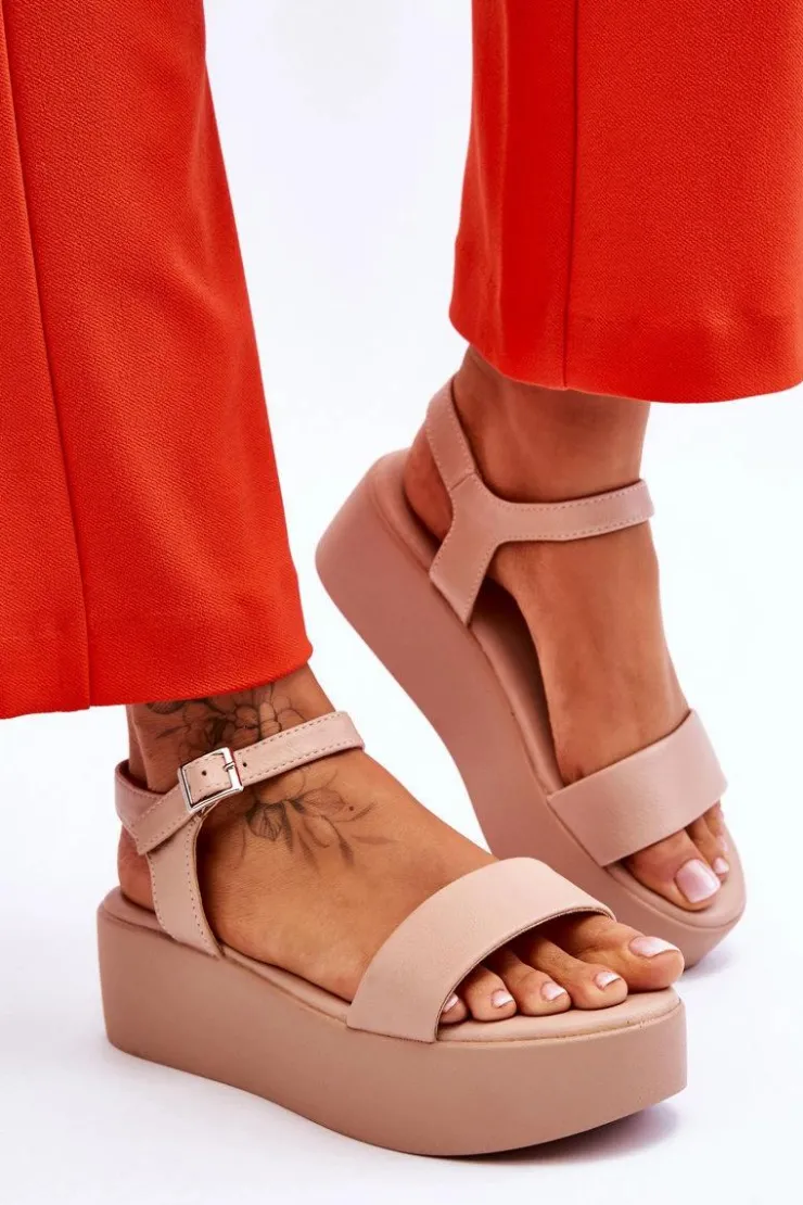 Buty damskie Vinceza Sandały Płaskie*Damskie Sandały Na Masywnej Platformie Nude Casen