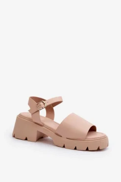 New Boto Damskie Sandały Na Masywnym Obcasie Nude Dottiassa