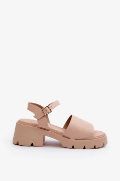 New Boto Damskie Sandały Na Masywnym Obcasie Nude Dottiassa