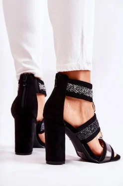 Damskie Boto Damskie Sandały Na Obcasie Czarne Laurita