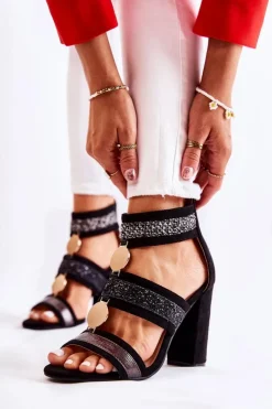 Damskie Boto Damskie Sandały Na Obcasie Czarne Laurita