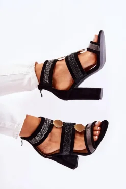 Damskie Boto Damskie Sandały Na Obcasie Czarne Laurita