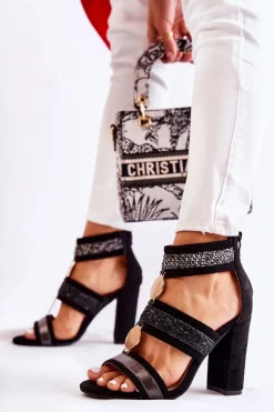 Damskie Boto Damskie Sandały Na Obcasie Czarne Laurita