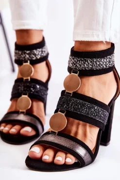 Damskie Boto Damskie Sandały Na Obcasie Czarne Laurita