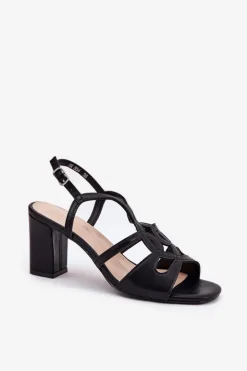 Damskie Buty Sergio Leone Damskie Sandały Na Obcasie Słupku Sergio Leone SK884 Czarne