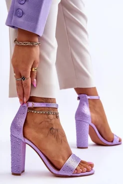 Damskie Boto Damskie Sandały Na Obcasie Z Cyrkoniami Fioletowe Idealistic