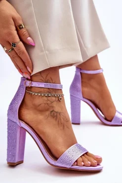 Damskie Boto Damskie Sandały Na Obcasie Z Cyrkoniami Fioletowe Idealistic