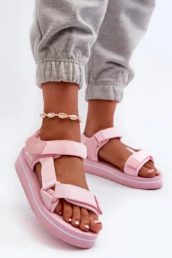 Outlet Big Star Shoes Damskie Sandały Na Platformie Big Star NN274A533 Różowe Różowy