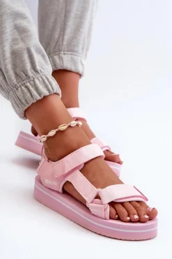 Outlet Big Star Shoes Damskie Sandały Na Platformie Big Star NN274A533 Różowe Różowy