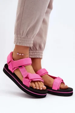 Sale Lee Cooper Damskie Sandały Na Platformie LCW-24-05-2750L Fuksja Różowy