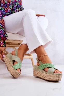 Clearance Boto Damskie Sandały Na Platformie Zielone Emmalee