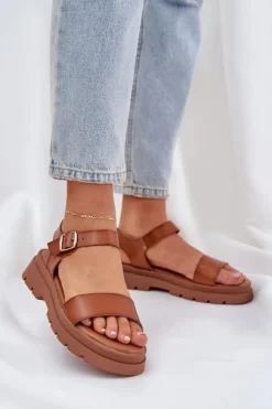 Hot Boto Damskie Sandały Na Platformie Camel Evaretha