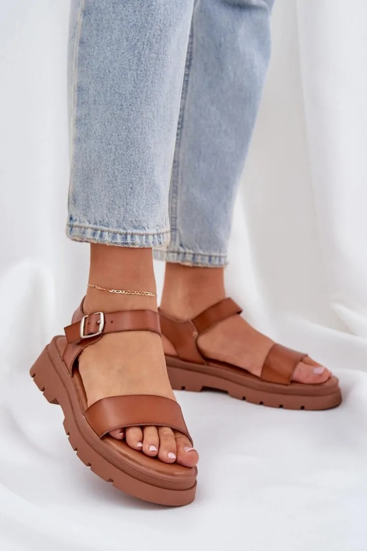 Hot Boto Damskie Sandały Na Platformie Camel Evaretha