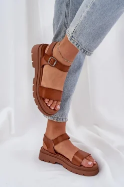 Hot Boto Damskie Sandały Na Platformie Camel Evaretha