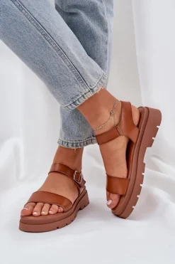 Hot Boto Damskie Sandały Na Platformie Camel Evaretha