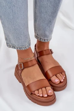 Hot Boto Damskie Sandały Na Platformie Camel Evaretha