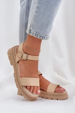 Damskie Boto Damskie Sandały Na Platformie Beżowe Evaretha