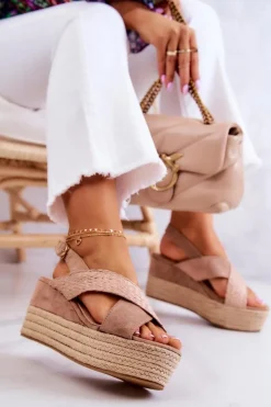 Boto Sandały Na Koturnie*Damskie Sandały Na Platformie Beżowe Emmalee