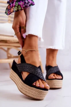 Damskie Boto Damskie Sandały Na Platformie Czarne Emmalee