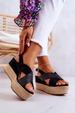 Damskie Boto Damskie Sandały Na Platformie Czarne Emmalee