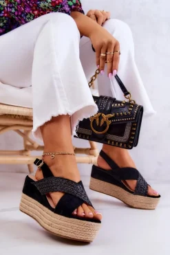 Damskie Boto Damskie Sandały Na Platformie Czarne Emmalee