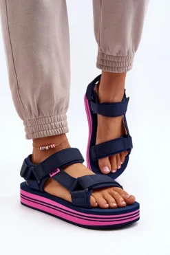 Hot Lee Cooper Damskie Sandały Na Platformie LCW-24-05-2754L Granatowe Niebieski