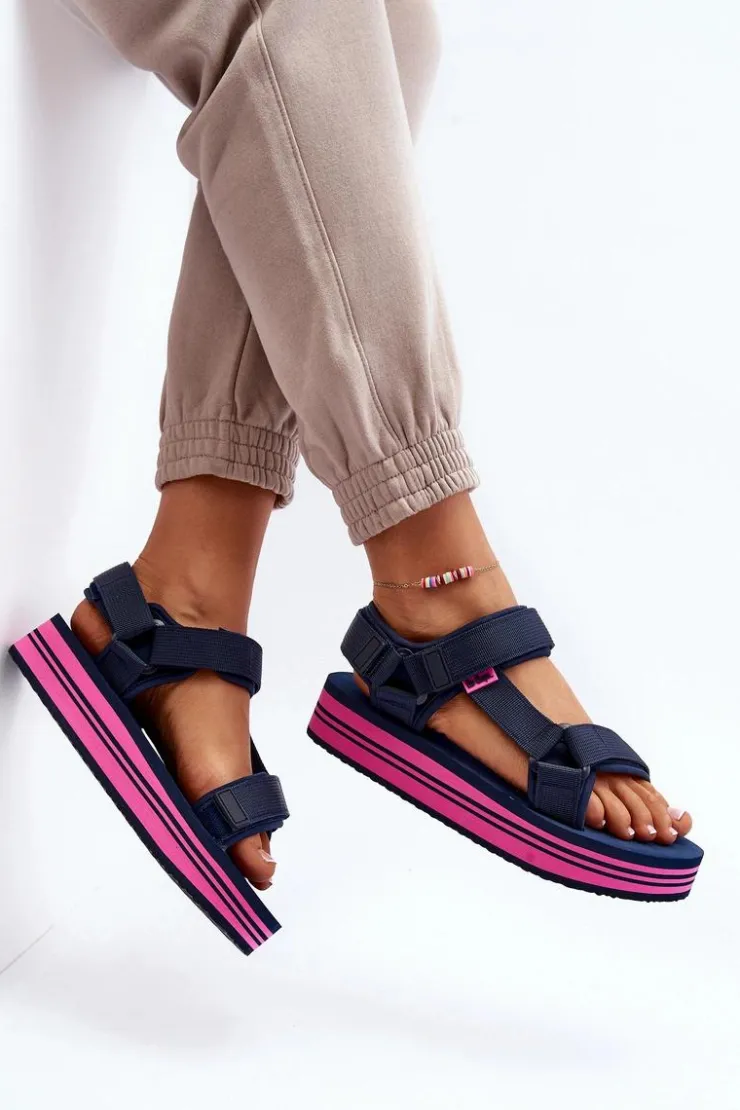 Hot Lee Cooper Damskie Sandały Na Platformie LCW-24-05-2754L Granatowe Niebieski