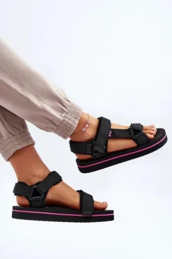 Lee Cooper Sandały Płaskie*Damskie Sandały Na Platformie LCW-24-05-2751L Czarne Czarny