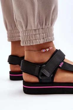 Lee Cooper Sandały Płaskie*Damskie Sandały Na Platformie LCW-24-05-2751L Czarne Czarny