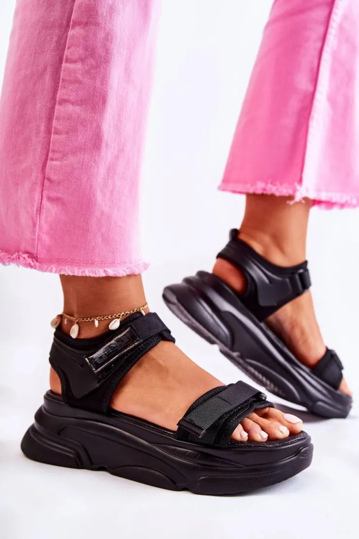 New Evento Damskie Sandały Na Platformie Czarne Terrina