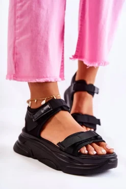 New Evento Damskie Sandały Na Platformie Czarne Terrina