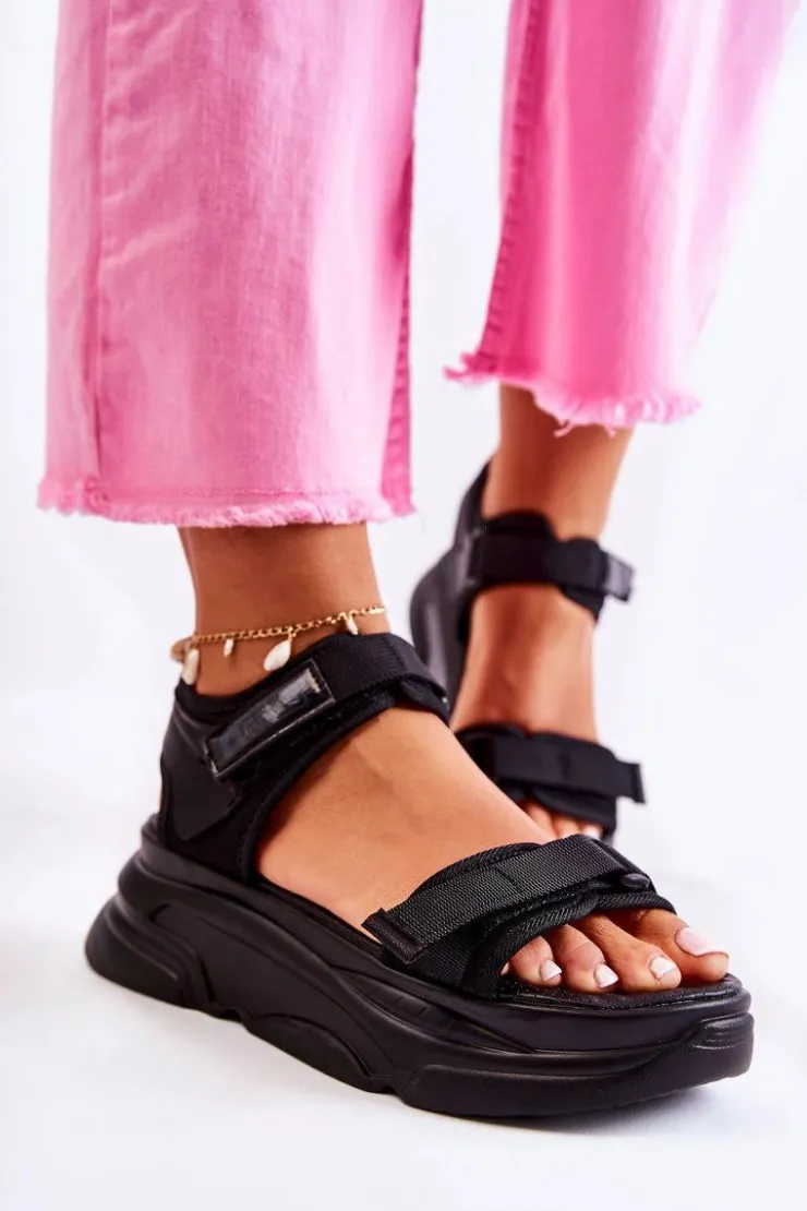 New Evento Damskie Sandały Na Platformie Czarne Terrina