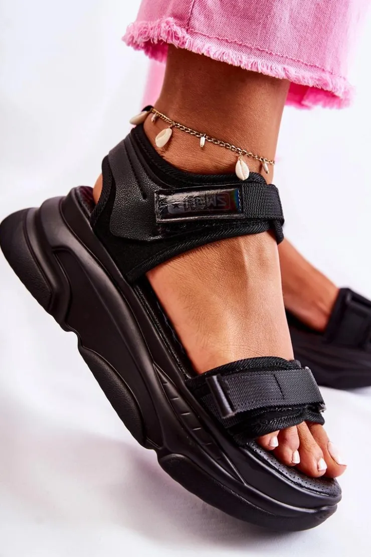 New Evento Damskie Sandały Na Platformie Czarne Terrina