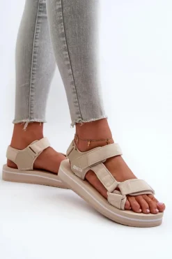 Damskie Big Star Shoes Damskie Sandały Na Platformie Big Star NN274A535 Beżowe