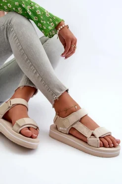 Damskie Big Star Shoes Damskie Sandały Na Platformie Big Star NN274A535 Beżowe