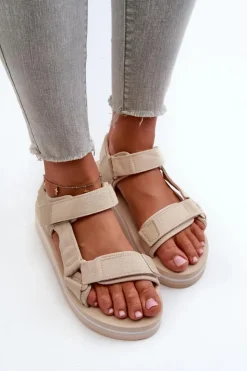 Damskie Big Star Shoes Damskie Sandały Na Platformie Big Star NN274A535 Beżowe